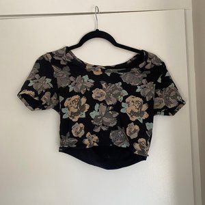 Black Floral Crop Top